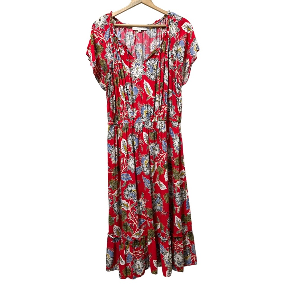 Loft Women’s Plus Size 22 Red Floral Dress - Beautiful! romantic